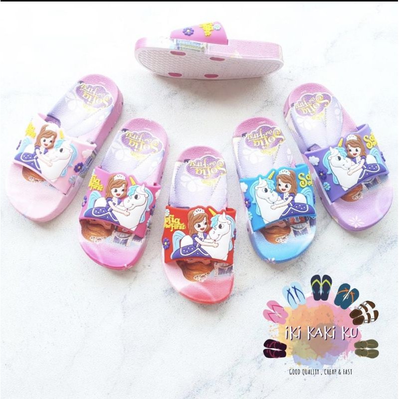 SANDAL ANAK PEREMPUAN GAMBAR KARAKTER SOFIA UNICORN KUDA PONI PRINCESS 009-10S UKURAN 30-35