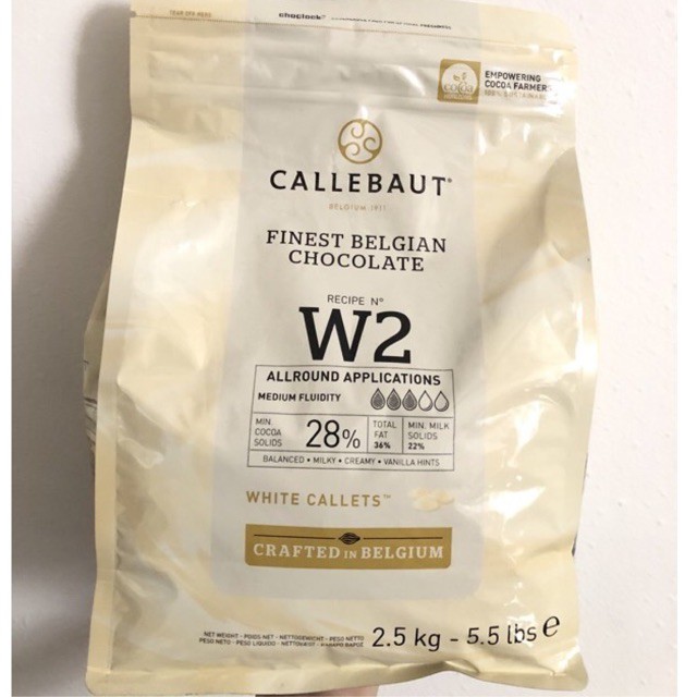 2,5 KG White Chocolate Callebaut W2 / 2,5 KG White Callebaut Chocolate