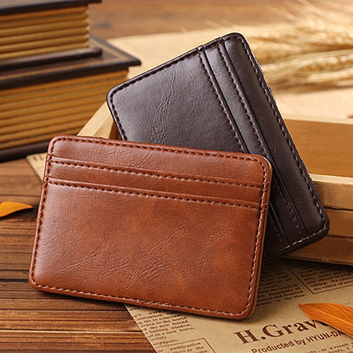 Pria Magic Wallet Card Holder Leather Dompet Pria Bifold Kulit