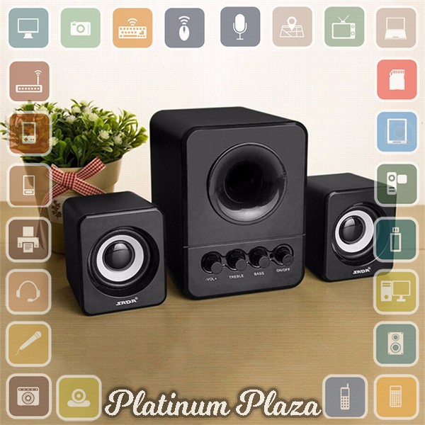 SADA D-203 Speaker Stereo 2.1 with Subwoofer &amp; USB Power - Black`SYA7RC-