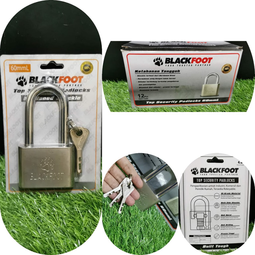 Gembok Leher Panjang Padlock BLACKFOOT 30 50 60 mmL Stainless