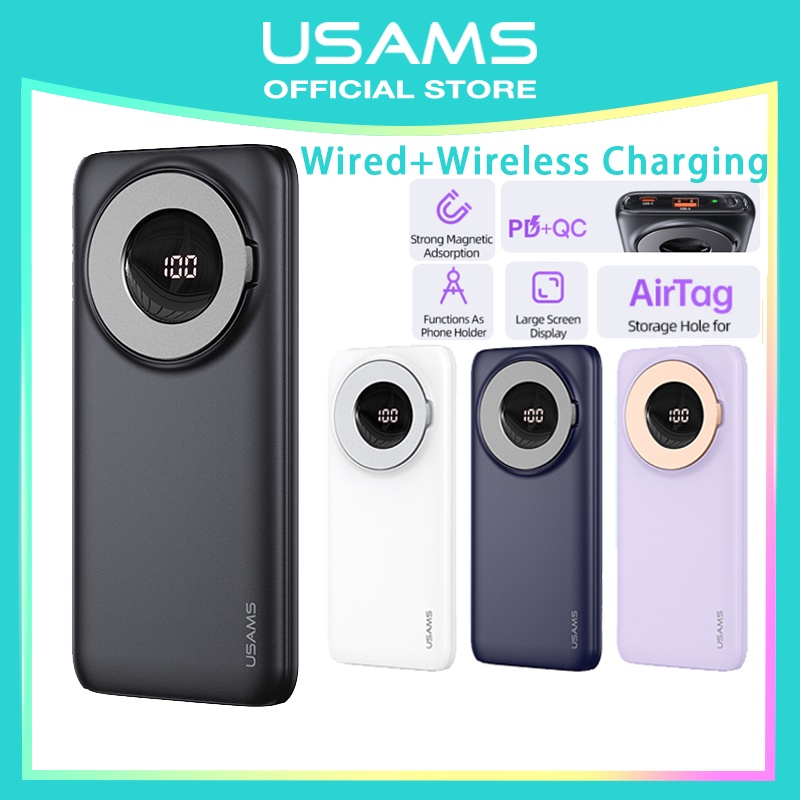 Jual USAMS Official Original PB62 PD/ QC Wireless Powerbank Magnetic