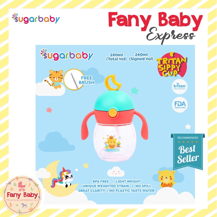 SUGAR BABY TRITAN SIPPY CUP MOON / 9 MONTH [240ML / 280ML]