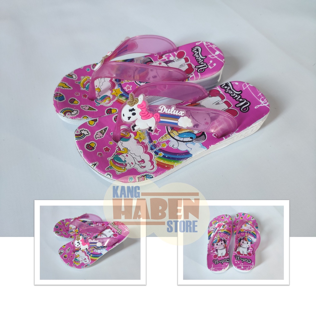 Sandal Jepit Anak Kecil Perempuan Tanggung Gambar Karakter Unicorn Dulux 283CUNC