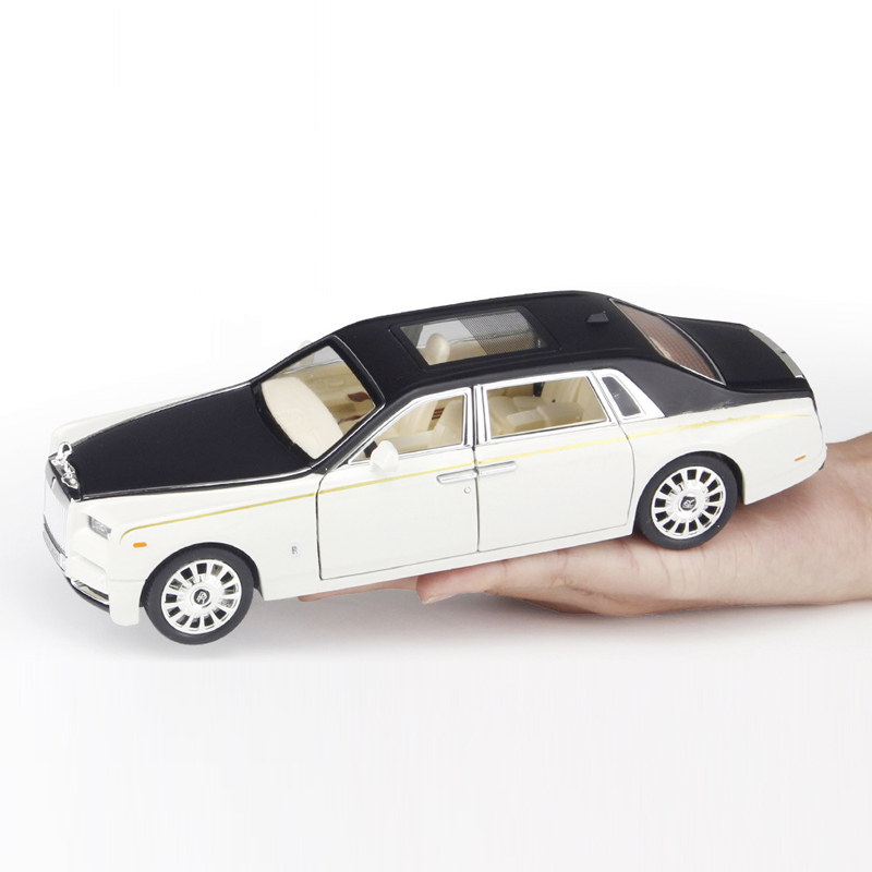 Mainan Simulasi Mobil Roll-Royce Phantom Bahan Alloy Skala 1 / 24 Dengan Suara + Lampu Untuk Hadiah