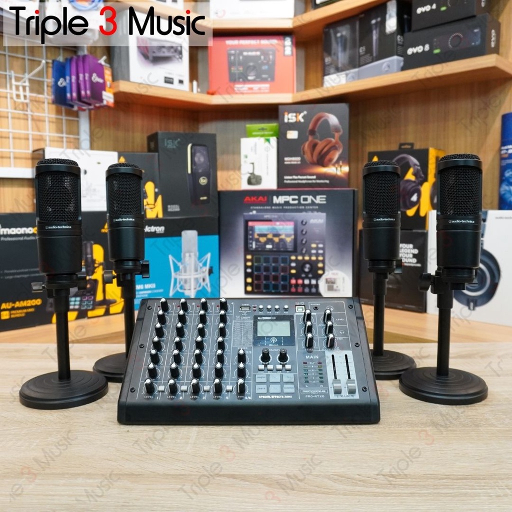 Paket Podcast 4 orang Recording tech Pro RTX6 Mixer USB WITH AT