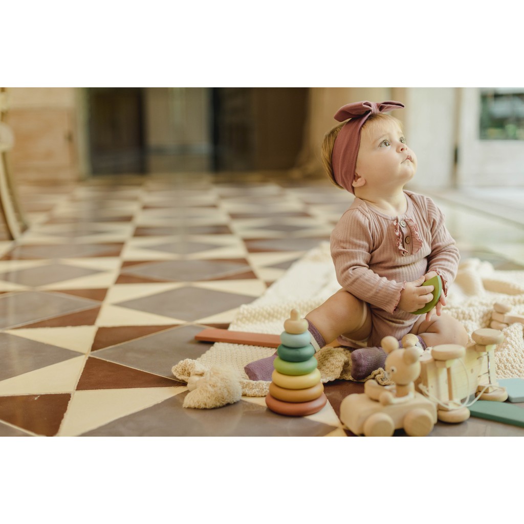 Bohopanna Long Kimi Bodysuit GIngerbread 18-24m/Bohobaby Jumper Anak Bayi Onesie Ruffle Lengan Panjang-5