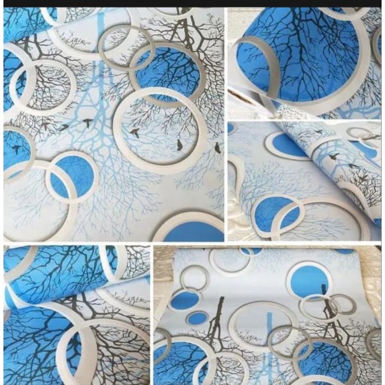 Wallpaper Sticker Dinding 45cmx 10m  Motif Polkadot Biru cy1184/gh197-2