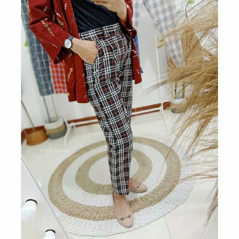 Celana Tartan/Chinos Tartan/Boxy Tartan Pants