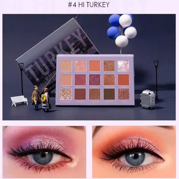 Focallure Eyeshadow Pallete GO TRAVEL 15 Colors PARIS TURKEY PRAGUE PERTH TOKYO BPOM FA-100 FA100 FA 100