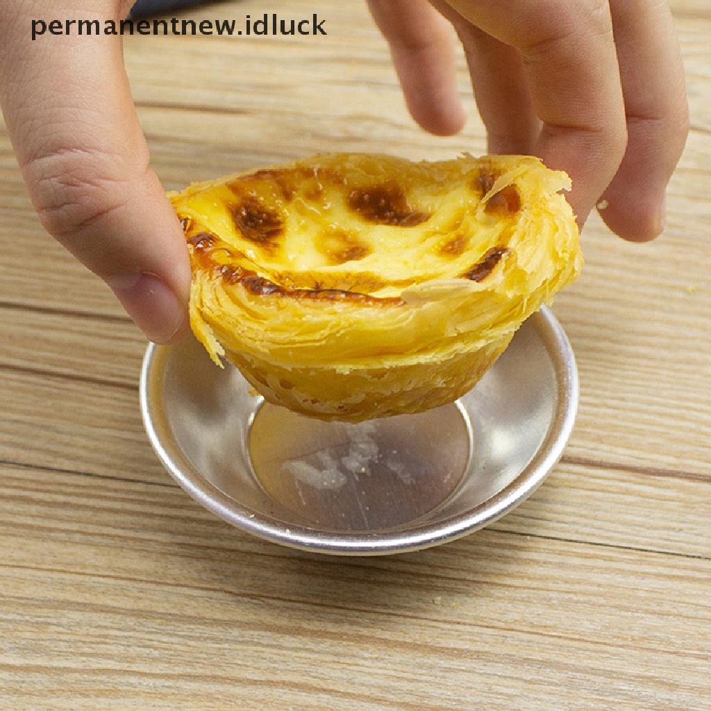 10 Pcs Cetakan Cupcake Egg Tart Bahan Aluminum Alloy Untuk Dapur