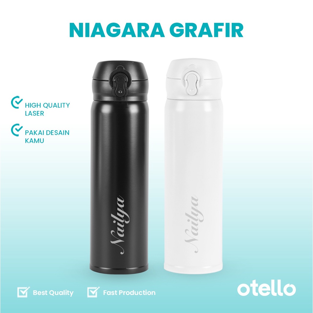 Custom Tumbler Niagara Botol Minum 500 ml Otello Tambler Thumbler Water Bottle BPA Free Termos Tumblr Grafir Nama Logo Stainless Steel