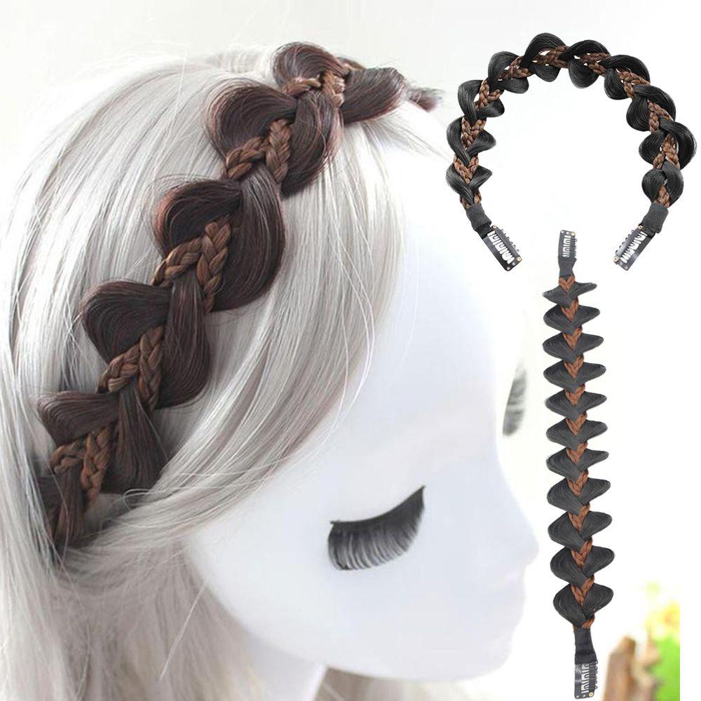 Needway Non-slip Braided Hair Band Aksesoris Rambut Wanita Bulang Melintir Wig Bando