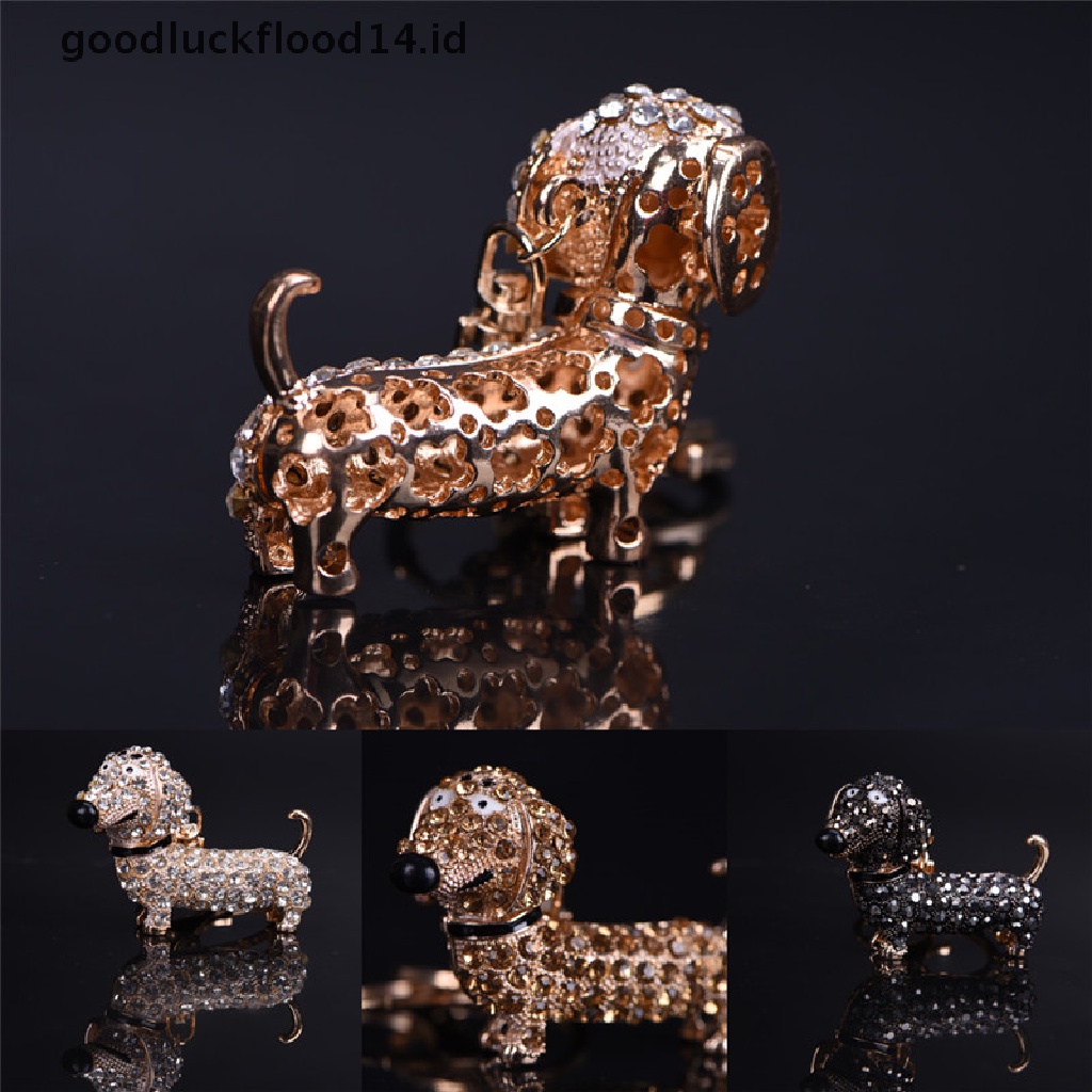 [OOID] Bling Crystal Dog Dachshund Keychain Purse Pendant Car Holder Key Ring Nice New ID