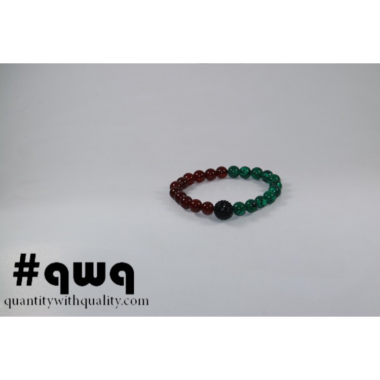 gelang batu green malachite garnet with discoball zirconnia bangle