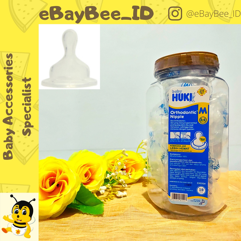 eBayBee_ID Baby HUKI Orthodontic Nipple (satuan) ukuran S,M,L | Dot Huki Gepeng 0-6+