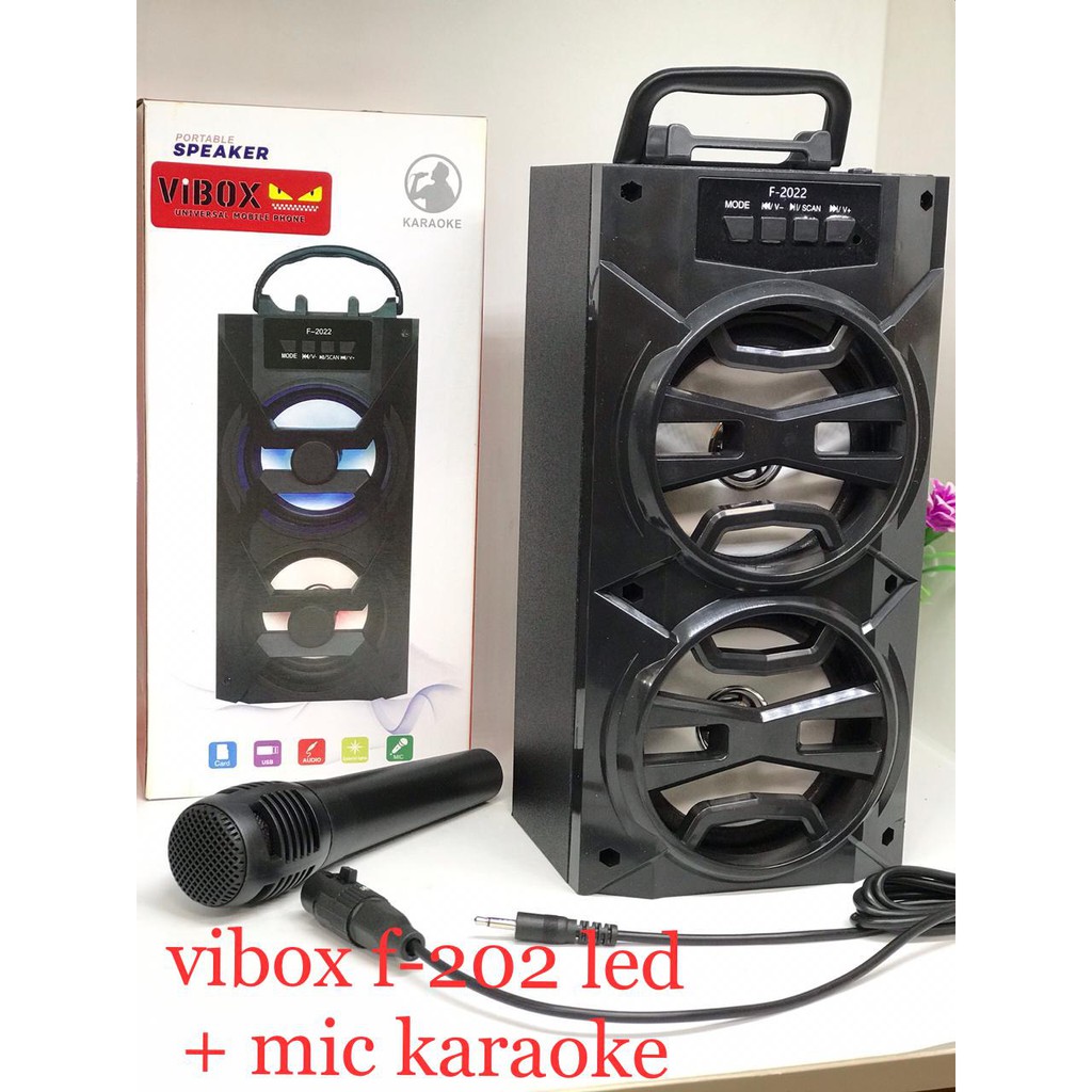 Speaker Bluetooth Portabel vibox  F2021 / F2022 bonus Mic Karaoke Kabel