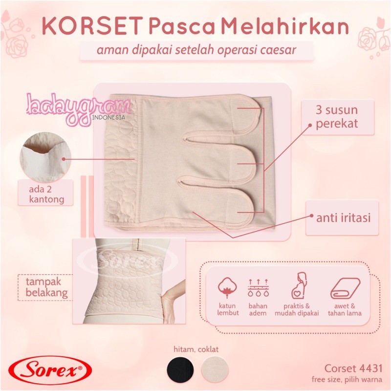 SOREX 4431 Korset Caesar Stagen Pasca Setelah Melahirkan - Postpartum Slimming Corset Gurita Strap