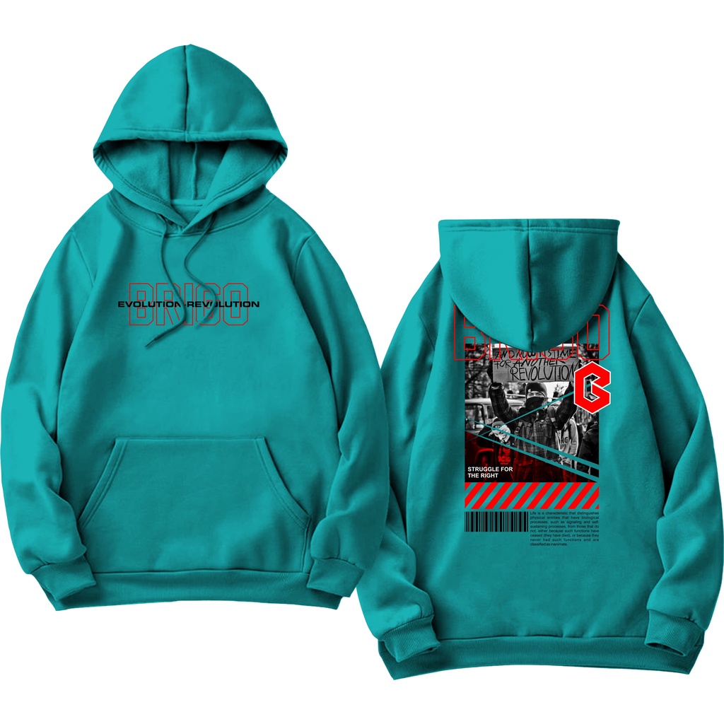 Sweater Hoodie BRIGO Sablon DTF Fleece Cotton || BRIGO Jumper Hoodie EVOLUTION REVOLUTION M-XXL (Pria &amp; Wanita) Free stiker&amp;Gantungan Kunci