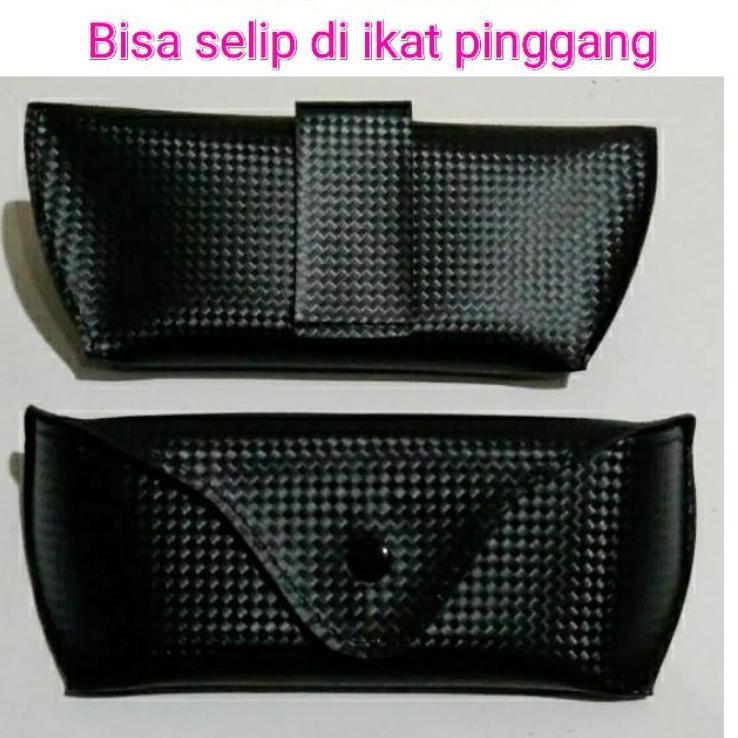 Terpopuler-- Box kotak sarung wadah tempat case kacamata hitam kulit imitasi selip ikat pinggang