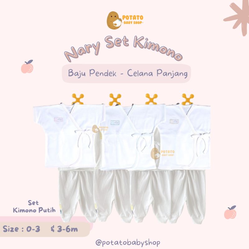 Nary Set Kimono Putih - 0-3 &amp; 3-6m