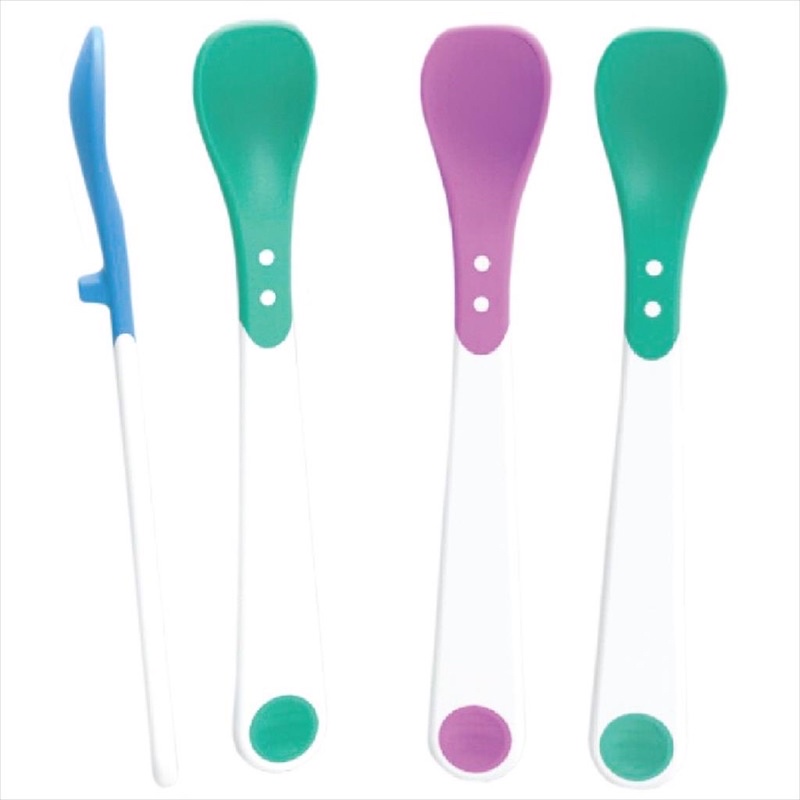 Baby Safe Silicon Soft Spoon isi 2 - Sendok Makan bayi silikon isi 2 Food grade // Baby Safe Spoon Indicator Square Sendok Silikon Indikator Anak Mpasi Bayi