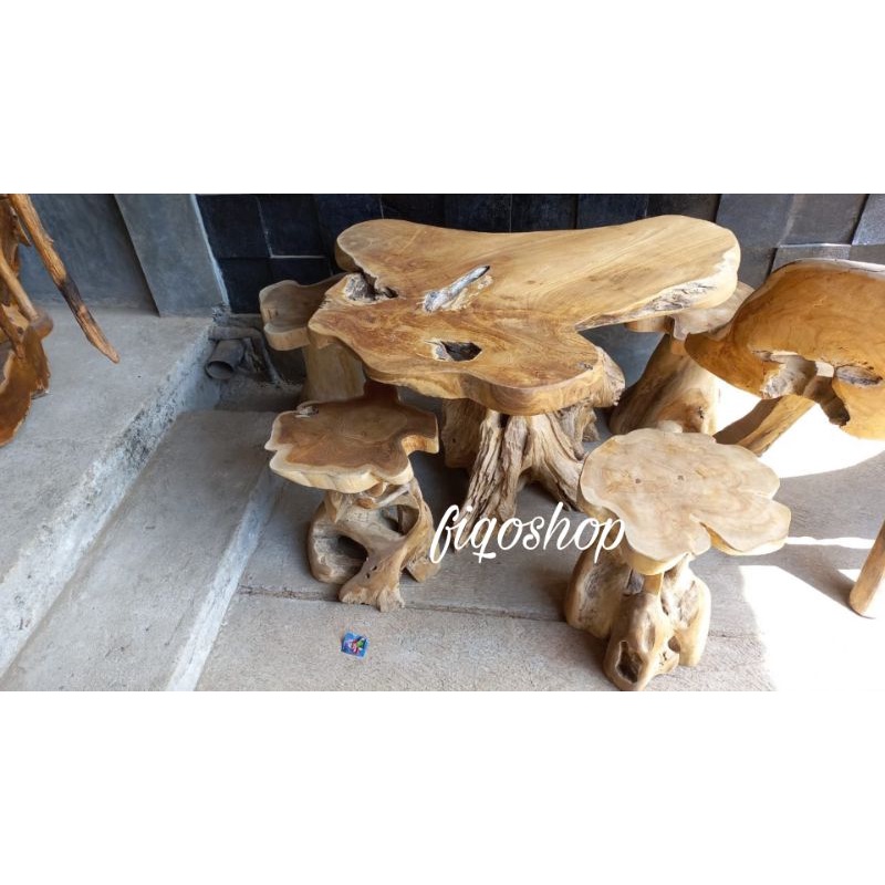 Meja Makan Akar Kayu Jati Furniture Jepara