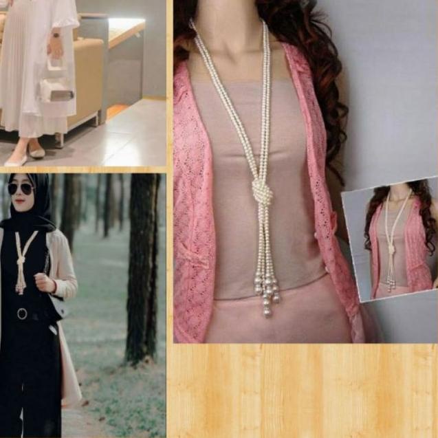 KALUNG HIJAB MUTIARA KALUNG PANJANG MUTIARA KOREA PEARL NECKLACE KALUNG LAYER AKSESORIS HIJAB