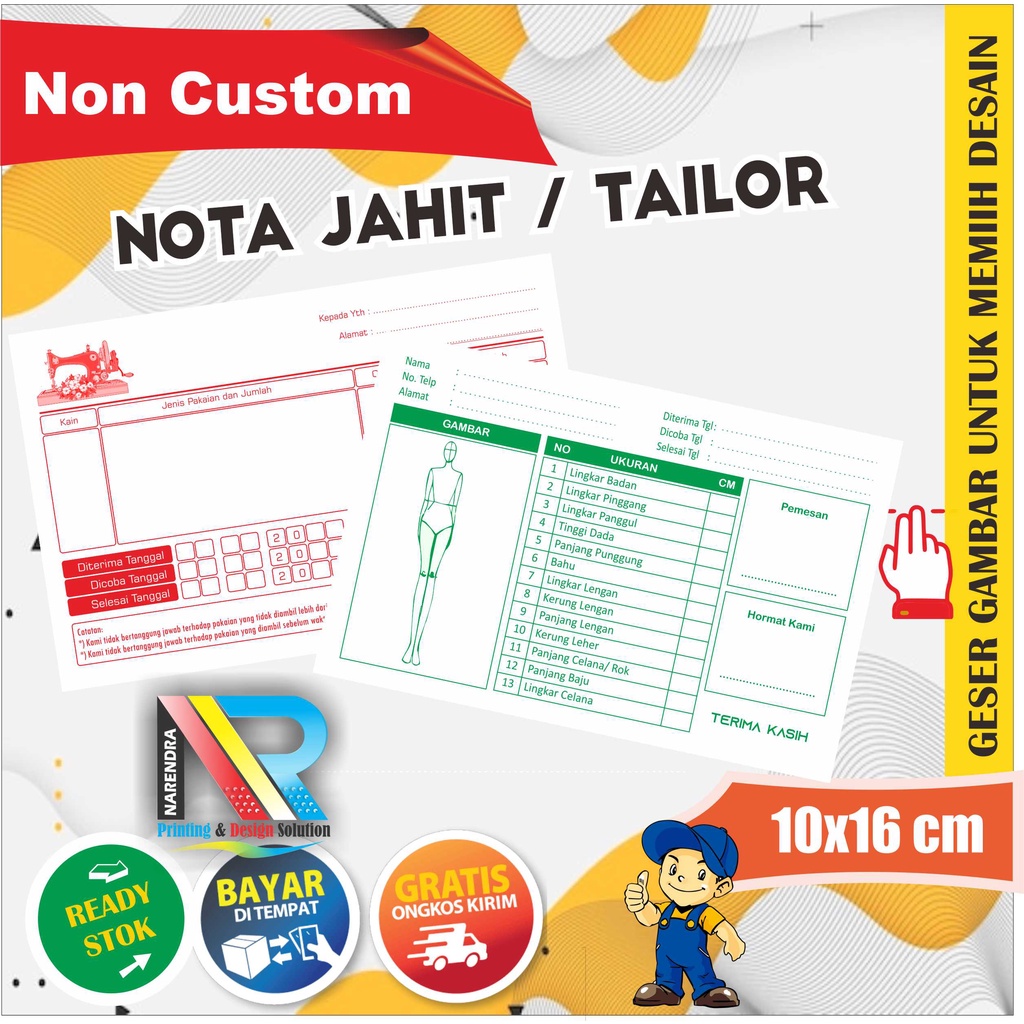 

Nota Tailor & Penjahit | Nota Fitting Baju & Celana | Nota Konveksi | Siap Pakai | Diskon!
