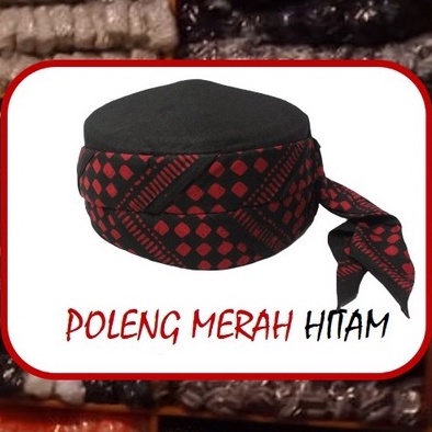 PECI BATIK JOGOKARIYAN MOTIF POLENG MERAH HITAM / Peci Batik Jogokaryan