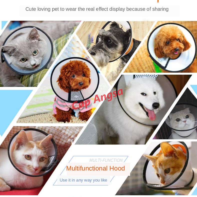 PET PROTECTION CONE ELIZABETH RING CORONG ANJING KUCING 2 3 4 DOG CAT PENUTUP LEHER ELISABETH SMALL