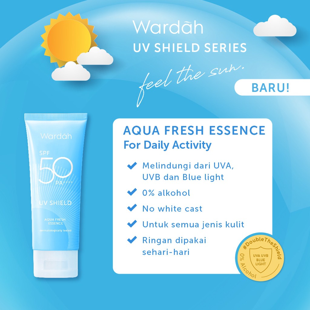 Wardah Sunscreen UV Shield Aqua Fresh Essence Spf 50 (biru)