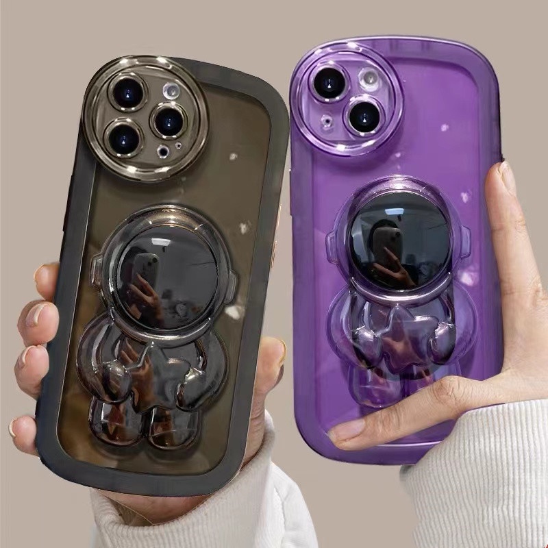 Creative nasa astronaut stand case iphone 12 13 pro max 11 pro max Xs XR 7plus8plus transparent and clear TPU all-inclusive shockproof protective phone case