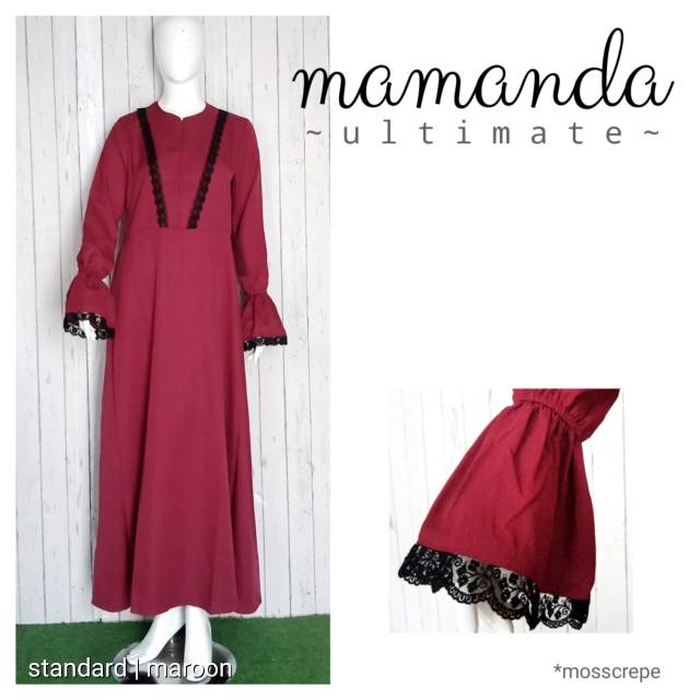Mamanda | Gamis Ibu Maroon Black XL