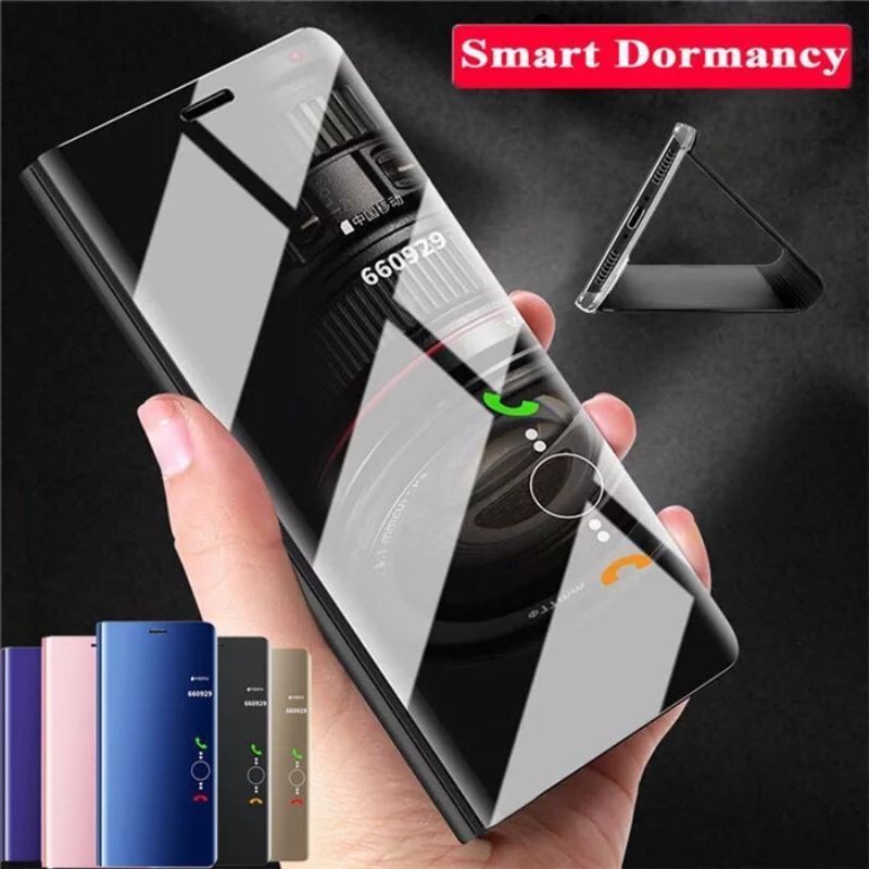 Original Flip Case Smart View Mirror Xiaomi Poco X3 NFC Casing Cover Auto Lock Protector Hp X 3 NFC