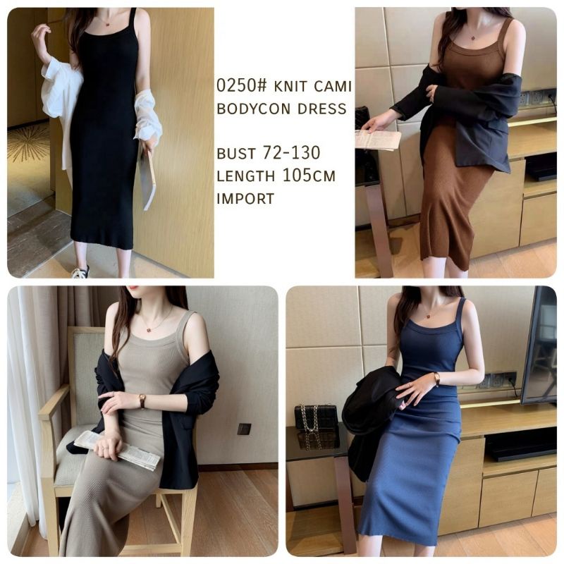 MDLV ~ 0250# Pjg Knit Cami Bodycon Dress Premium Dress Rajut Import Dress Casual Dress Best Seller Fashion Import