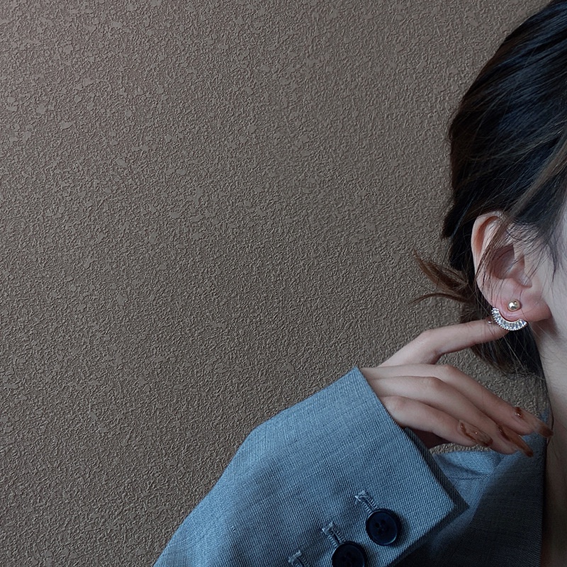 Anting Stud Zircon Bahan S925 Silver Needle Dapat Dilepas Gaya Korea Untuk Wanita