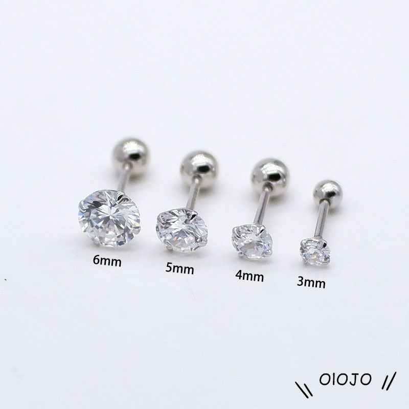 Two Penggunaan Tulang Rawan Tragus Anting Stainless Steel Mode Kristal Anting Zirkon Mini - ol