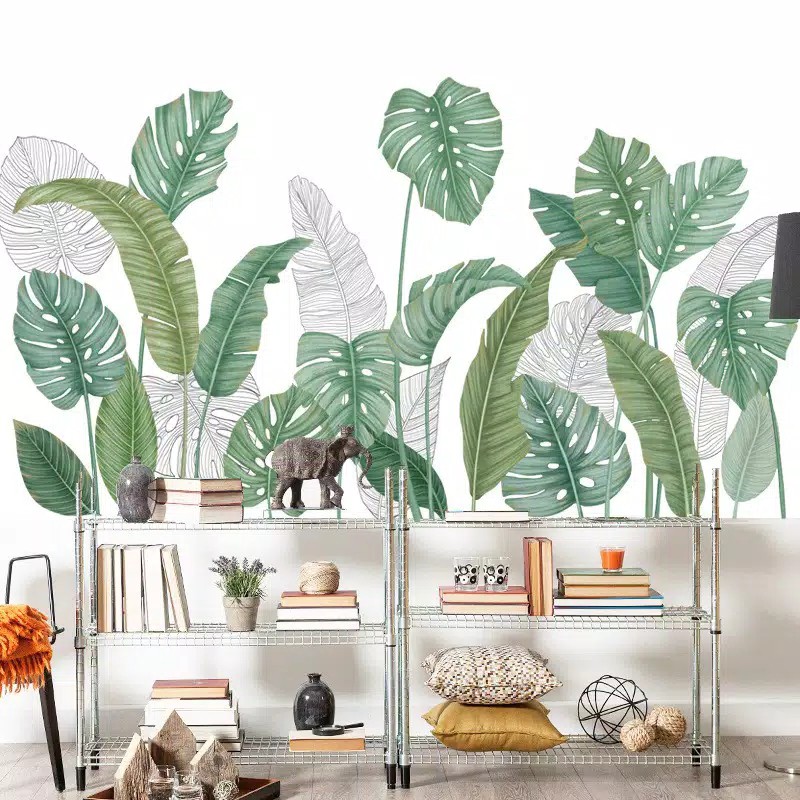 WALL STICKER STIKER Q 45 DINDING WALLSTICKER WALLSTIKER DAUN KAKTUS DAUN PALEM HIJAU MONSTERA LEAF UNTUK CAFE DEKORASI RUMAH RUANG TIDUR TAMU WALLPAPER PINTU JENDELA KACA KAMAR MANDI KERAMIK LEMARI KRAMIK HIASAN DAPUR TANGGA WALPAPER TAMAN 3D TROPICAL