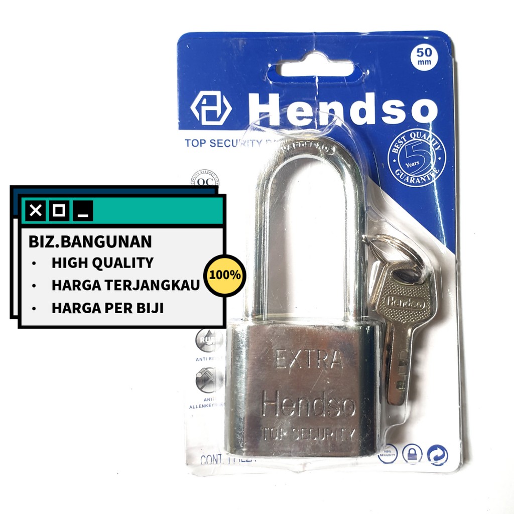 GEMBOK LEHER PANJANG 50MM PUTIH - RUMAH / PAGAR / MOBIL / GUDANG