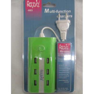 RAPID-803 Multi Function Charger 6 Hole 2A Murni/Adaptor USB 6 Hole