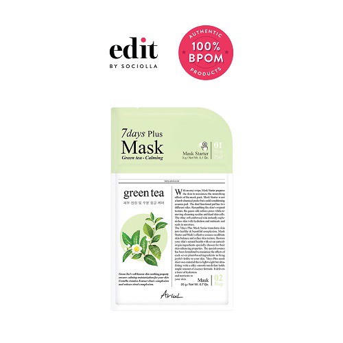 

Ariul 7Days Plus Mask Green Tea - Size: 20 gr - Edit by Sociolla