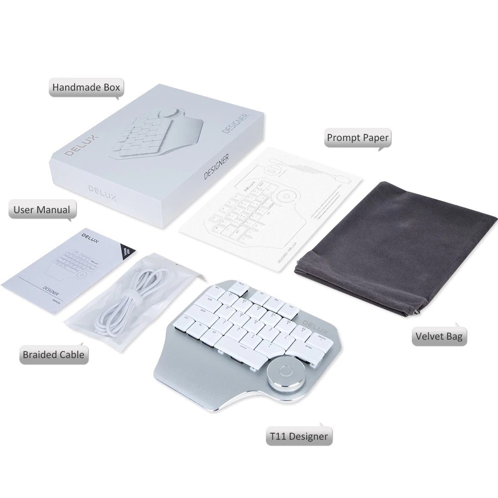 DELUX T11 BASIC Designer Single Hand Keyboard Keypad with Smart Dial