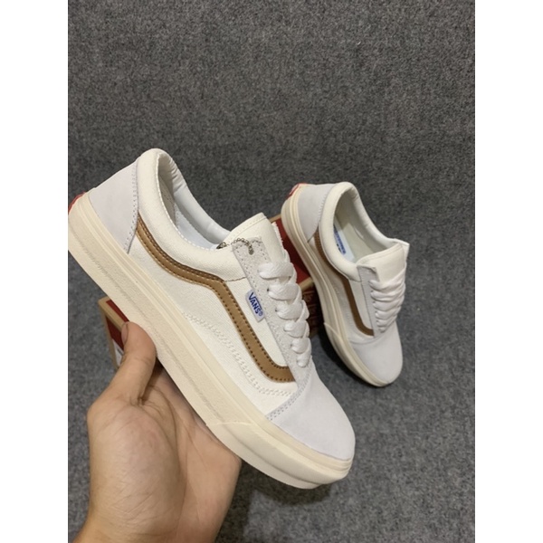 PREMIUM sepatu v4ns oldskool Cream Tan OG bonus banyak - Promo Mega SALE