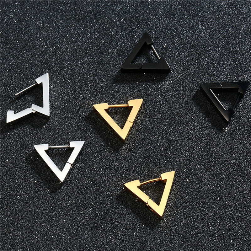 Anting Stud Bentuk Geometrik Bahan Stainless Steel Gaya Korea Untuk Pria Dan Wanita