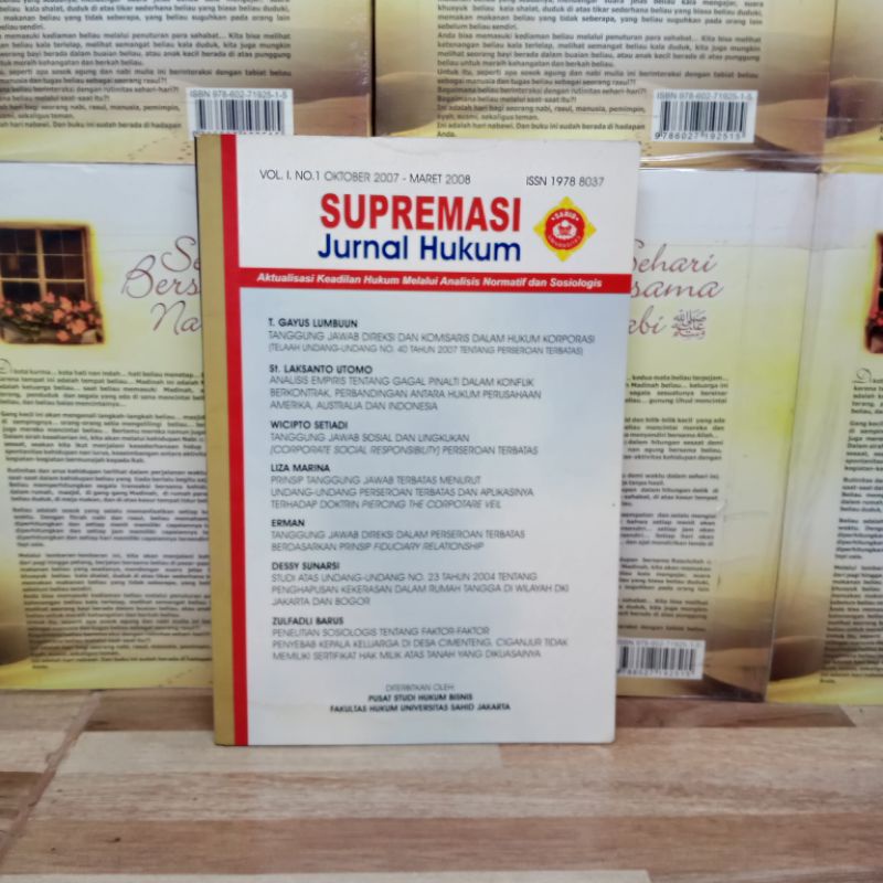 

BUKU ORIGINAL - SUPREMASI JURNAL HUKUM VOL 1 NO 1 OKT 2007