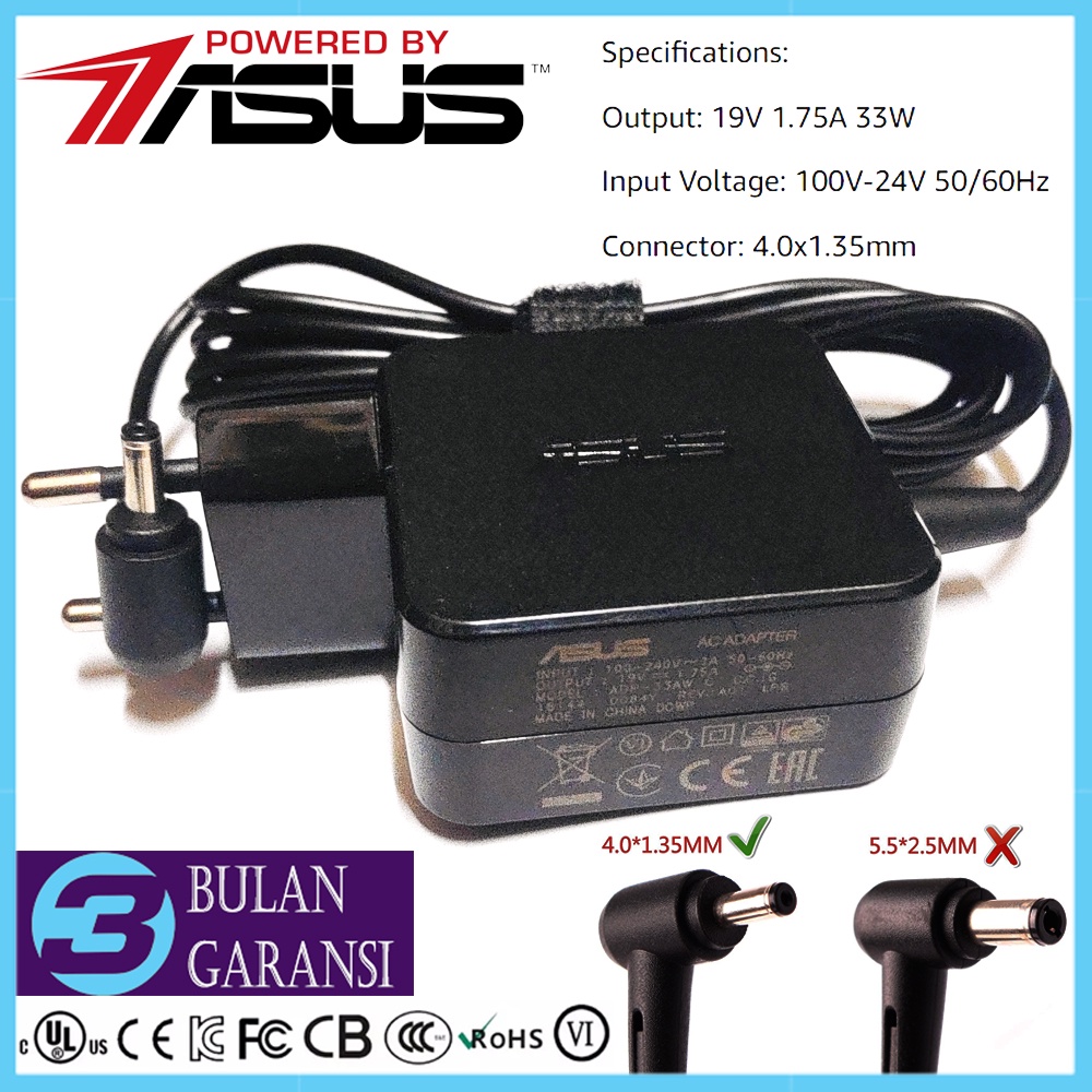 Adaptor Charger Laptop Asus 19V 1.75A ORI X200 X200M X200MA X200CA X441N X441NA X441NC X441SA X541SA X541SC E203M E203MA E203MAH X201 X202 X210