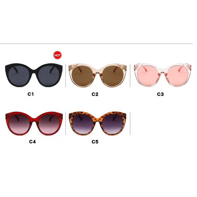 (YUZHU) Gaya Korea Klasik Putaran Cat Eye Sunglasses Wanita / Pria Kacamata Hitam Kacamata Matahari