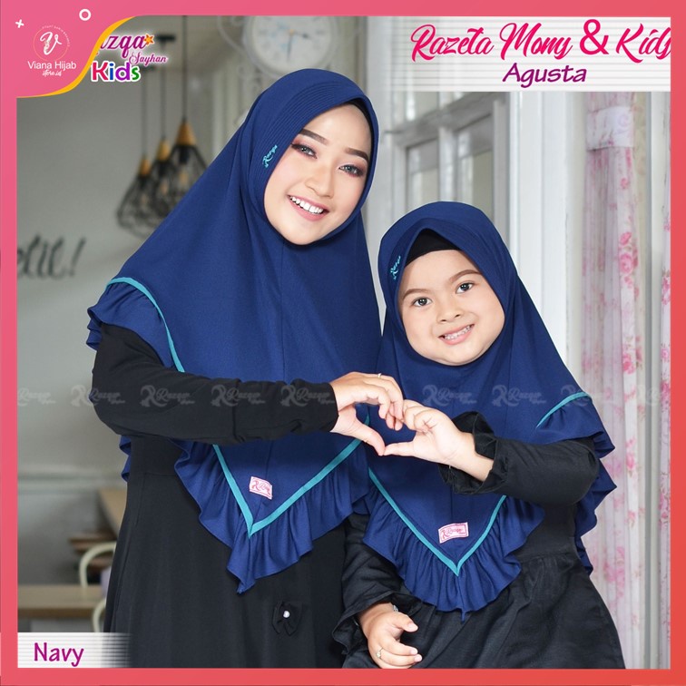 Jilbab Couple Ibu Anak Khimar Razeta By Razqa Hijab Mom Kids Bahan Agusta