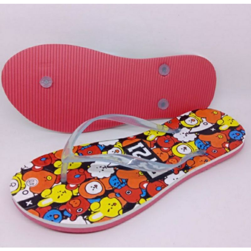 Arkn-Sandal Jepit Jelly Wanita Motip BT21 Termurah